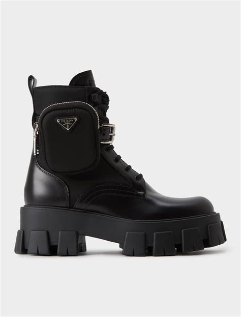 prada leather combat boots with removable nylon pouch price philippines|chunky prada monolith boots.